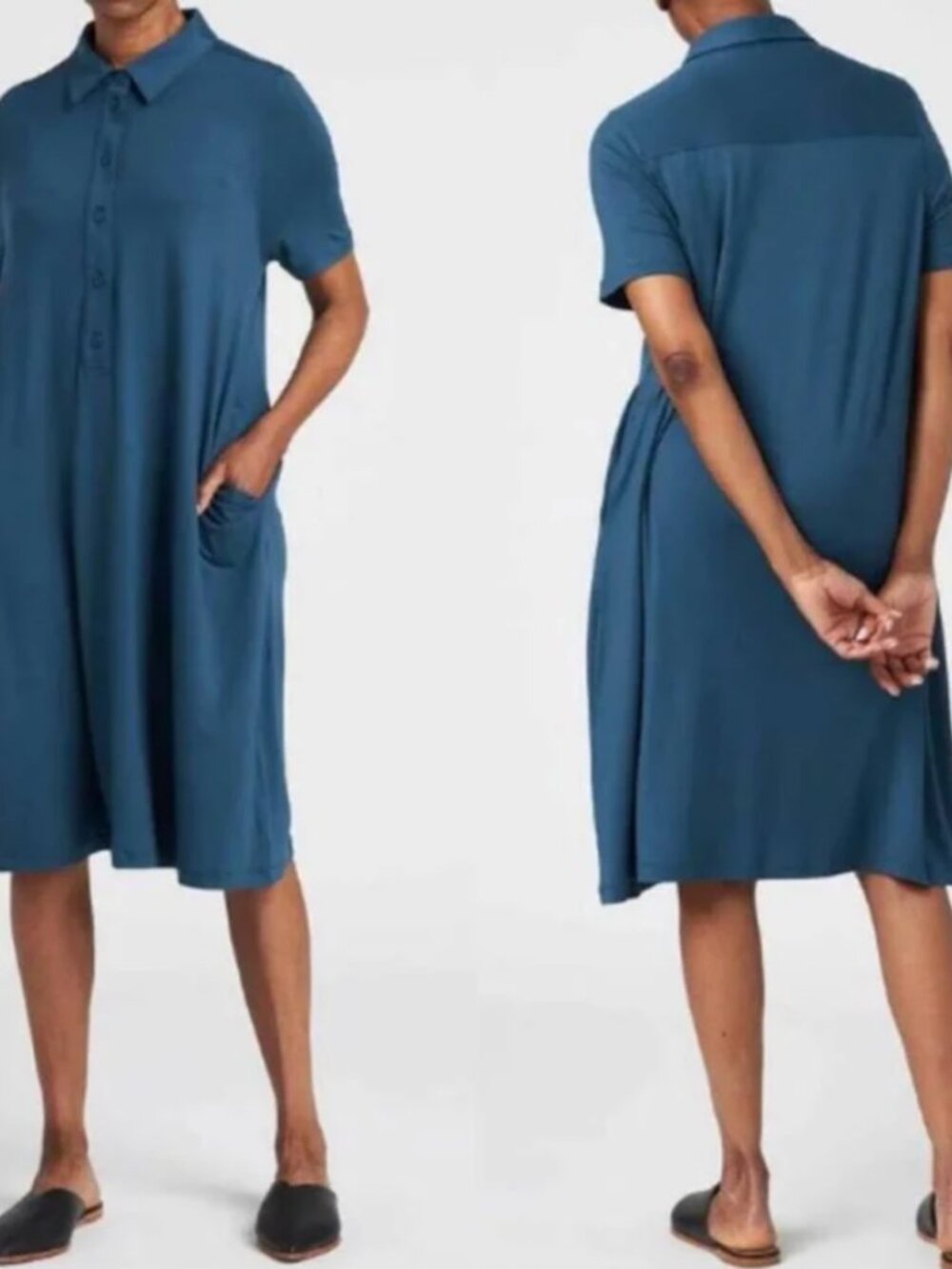 GUC Universal Standard Nancy Liquid Jersey Polo Shirt Dress US M (18-20) Teal